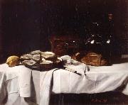 Francois Bonvin Still life with Lemon and Oysters oil on canvas